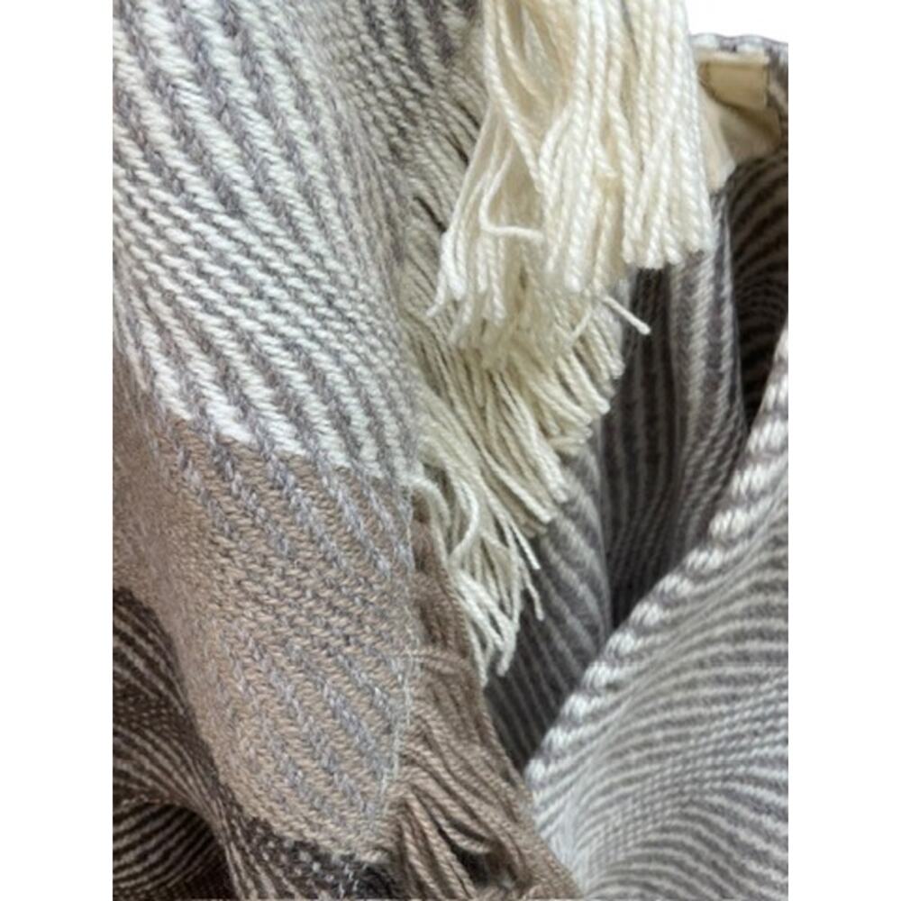 Churchill Handwoven Wool Fringe Wrap Poncho Shawl | Brown Grey *EUC* - Picture 16 of 16